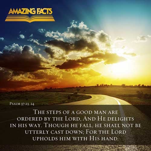 Psalms 37:23-24 - This Scripture Picture is provided courtesy of Amazing Facts.  Visit us at www.amazingfacts.org