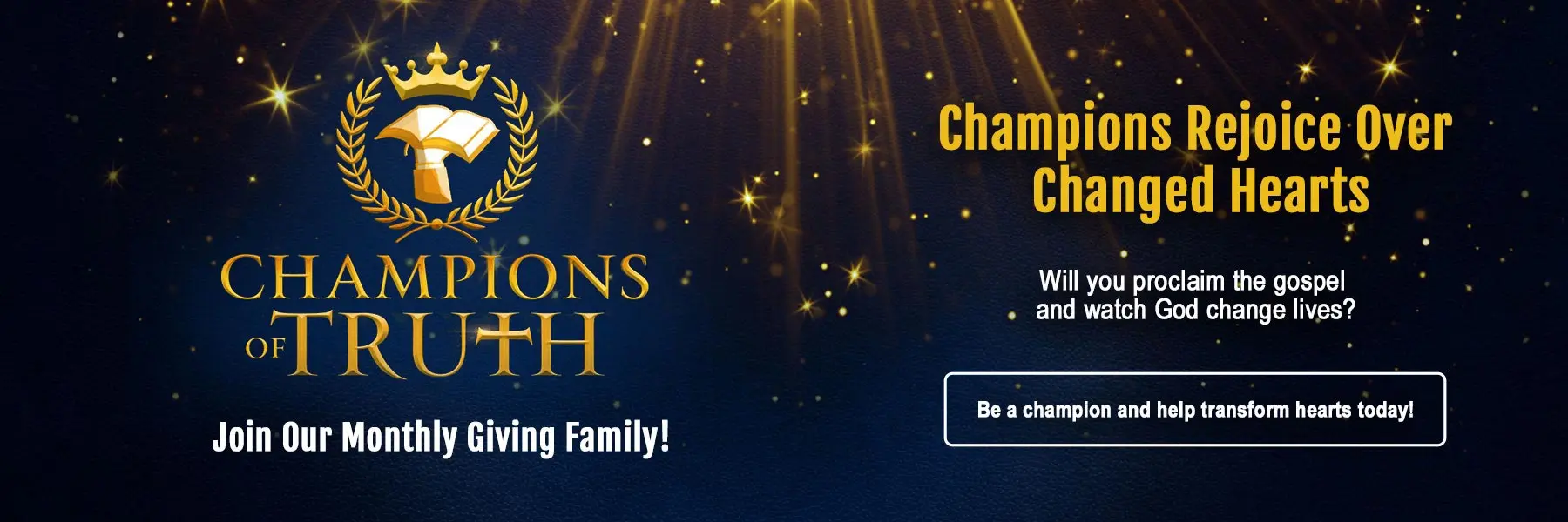 Champions of Truth logo with text to encourage to become a Champion