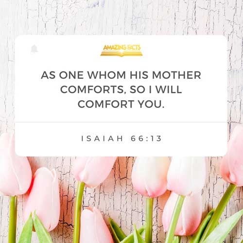As one whom his mother comforteth, so will I comfort you; and ye shall be comforted in Jerusalem. Isaiah 66:13