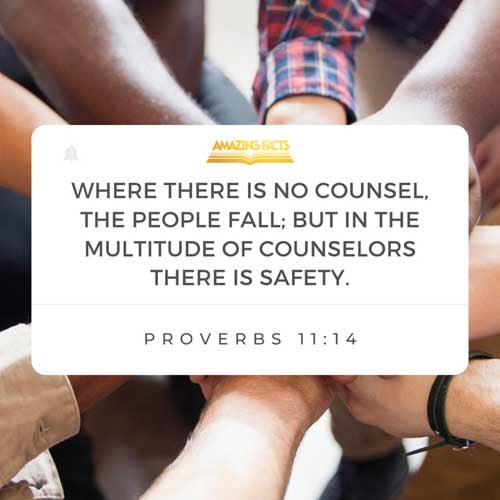 Where no counsel is, the people fall: but in the multitude of counsellors there is safety. Proverbs 11:14