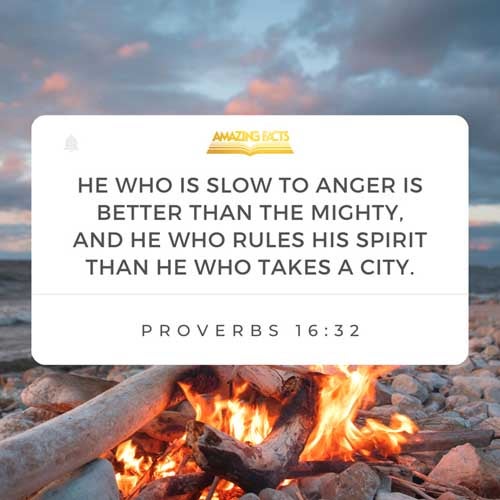 He that is slow to anger is better than the mighty; and he that ruleth his spirit than he that taketh a city. Proverbs 16:32