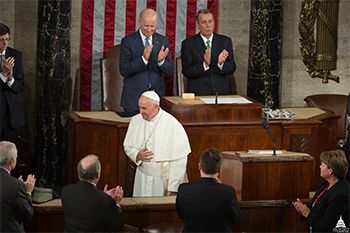 Pope Francis addressing Congress