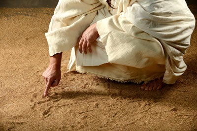 Jesus writing in the sand